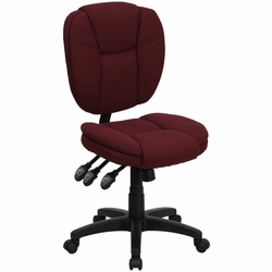 Picture of Flash Furniture GO-930F-BY-GG Mid-Back Burgundy Fabric Multi-Functional Ergonomic Task Chair