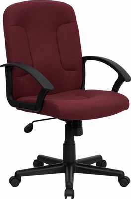 Picture of Flash Furniture GO-ST-6-BY-GG Mid-Back Burgundy Fabric Task and Computer Chair with Nylon Arms