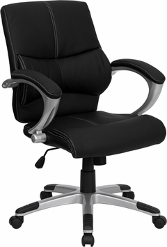 Picture of Flash Furniture H-9637L-2-MID-GG Mid-Back Black Leather Contemporary Manager&apos;s Office Chair