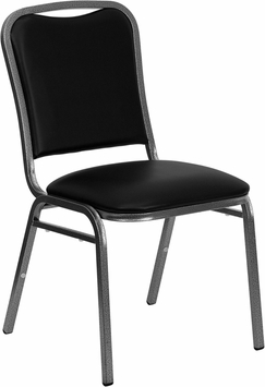 Picture of Flash Furniture NG-108-SV-BK-VYL-GG Hercules Black Vinyl Banquet Chair with Silver Vein Frame