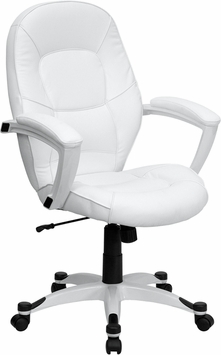 Picture of Flash Furniture QD-5058M-WHITE-GG Eco-Friendly White Leather Mid-Back Executive Office Chair