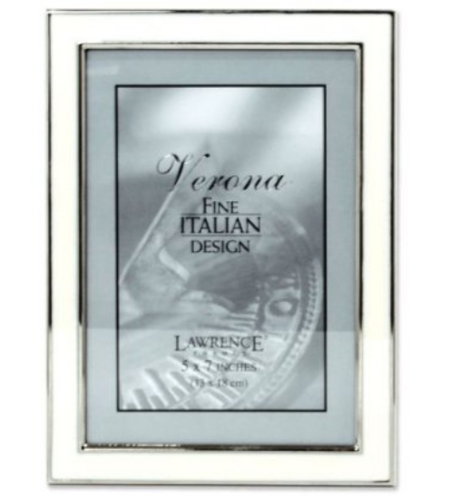586157 Silver Plated 5x7 Metal with White Enamel Picture Frame