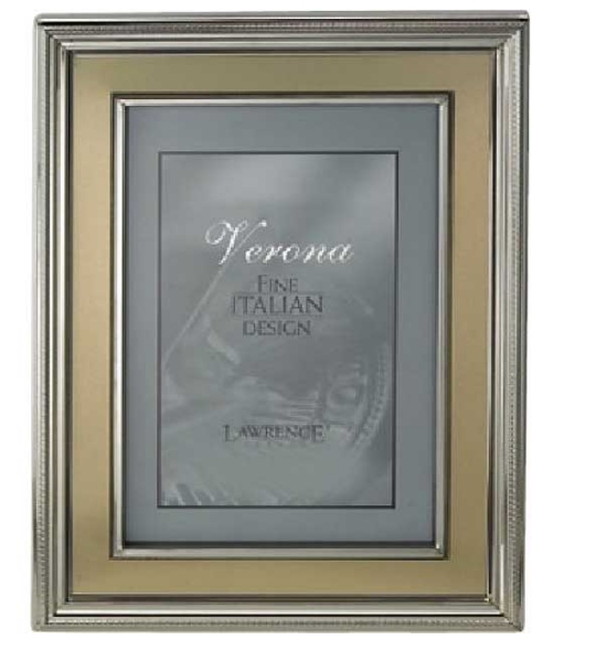 4x6 Silver Plated Metal Picture Frame - Brushed Gold Inner Panel