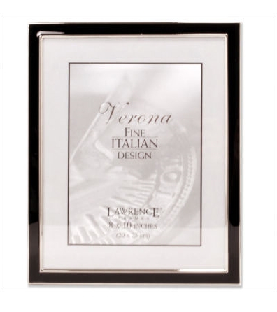 Silver Plated 8x10 Metal with Black Enamel Picture Frame