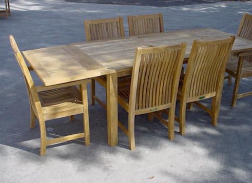 Teak Bahama 95 Inch Rectangular Table with Double Leaf Extensions