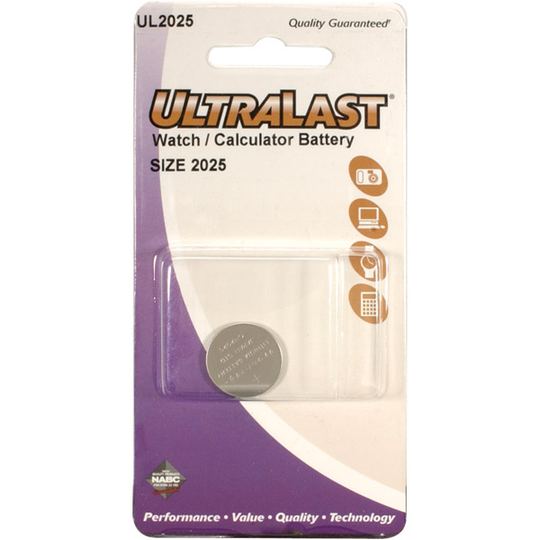 Picture of Ultralast UL2025 Lithium Button Cell Watch- Calculator 3V Battery Retail Pack - DL2025 Equivalent