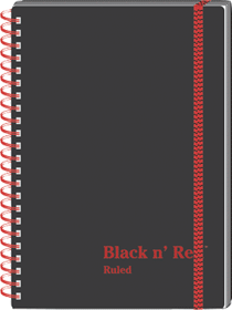Picture of Black N Red Twin Wire Poly Cover Notebook Black 8.25 x 6 Ruled & Perforated C67009 
