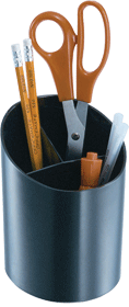 Picture of Officemate Recycled Big Pencil Cup Black with 3 Stepped Compartments 26042 Pack Of 12