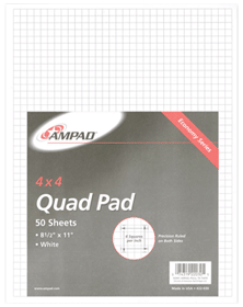 Picture of Ampad Quadrille Pad White 8.5x11 50 Sht 4 Squares Inch 22-030C Pack Of 10