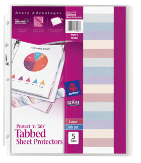Picture of Avery Protect  n Tab Sheet Protectors Clear 8.5x11 5 Pk Heavy 74160 Pack Of 12