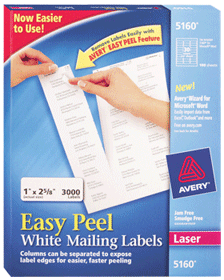 Picture of Avery Laser Mailing Labels for Laser Printers White 1x2 5 8 Box 5160 - 3000 each