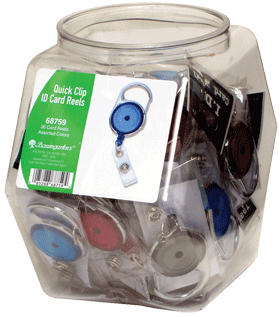 Picture of SICURIX ID Badge Reels Quick Clip Round Strap Hexagonal Tub Display of 36 ASSORTED Colors (68759)
