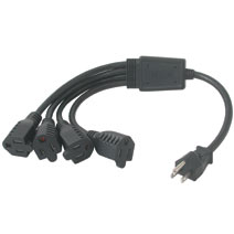 Picture of Cables To Go 1-TO-4 Power Cord Splitter - Black - 14