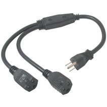Picture of Cables To Go 1-TO-2 Power Cord Splitter - Black - 14