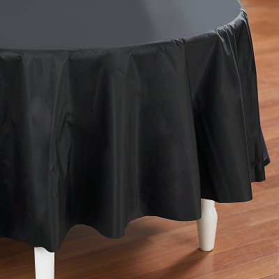 Picture of Creative Converting 192827 Black Velvet- Black Round Plastic Tablecover