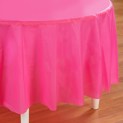 Picture of Creative Converting 192620 Candy Pink- Hot Pink Round Plastic Tablecover