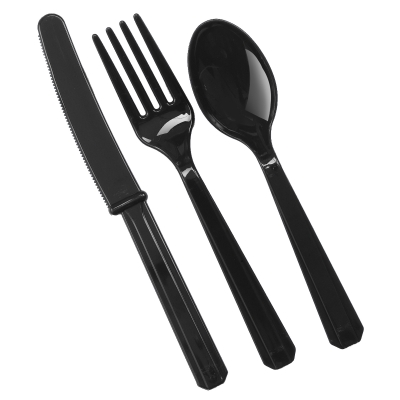 Picture of Amscan 236354 Jet Black Forks&#44; Knives and Spoons- 8 each