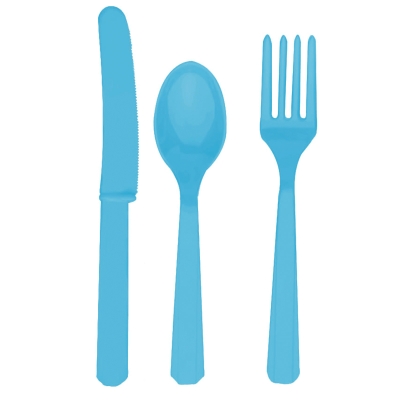 Picture of Amscan 236358 Caribbean Blue Forks- Knives and Spoons- 8 each