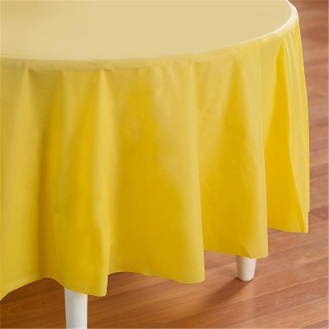 Creative Converting 192925 Mimosa- Light Yellow Round Plastic Tablecover