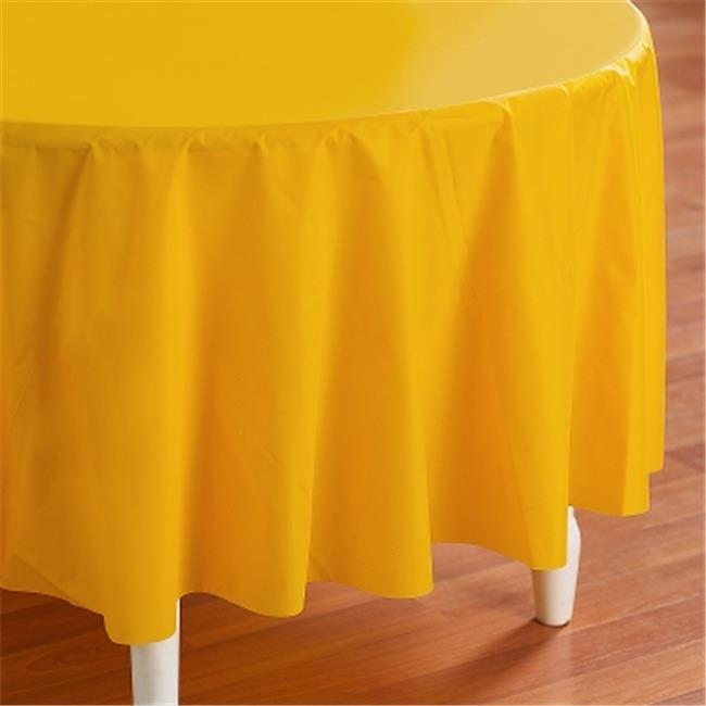 Creative Converting 193032 School Bus Yellow- Yellow Round Plastic Tablecover - Picture 1 of 1