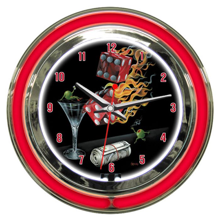 Shootin The Wad 14 in. Neon Clock