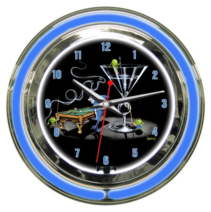 Pool Shark II 14 in. Neon Clock