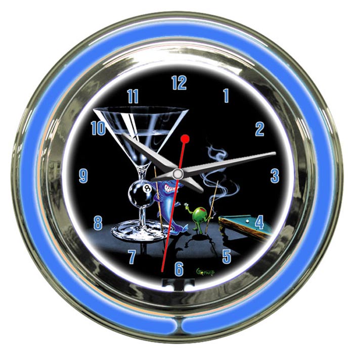 Pool Shark 14 in. Neon Clock