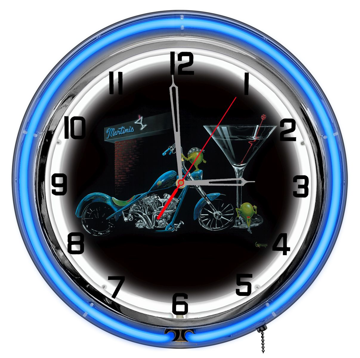 Custom Martini 14 in. Neon Clock