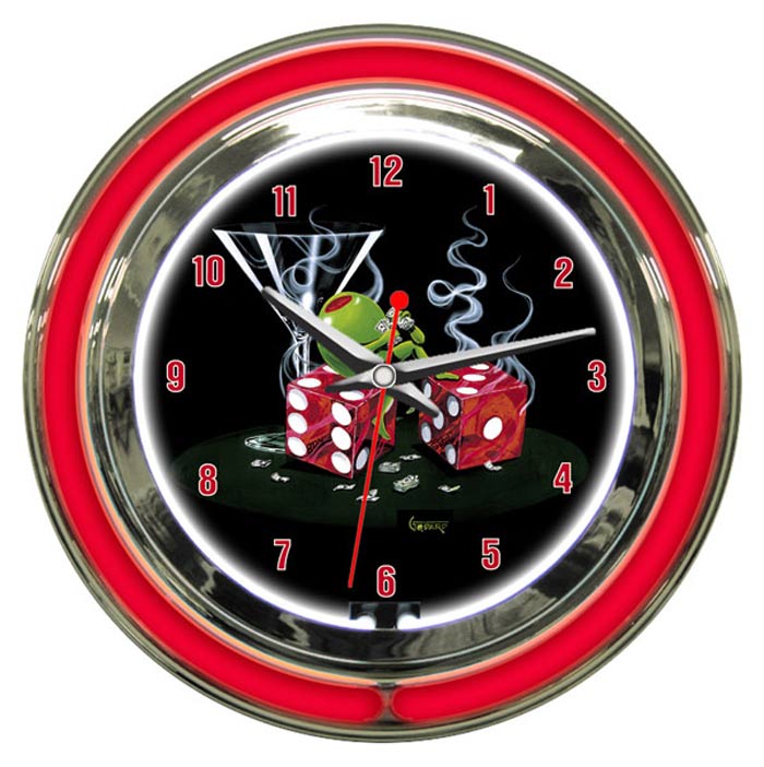 Sitting On Seven 14 in. Neon Clock