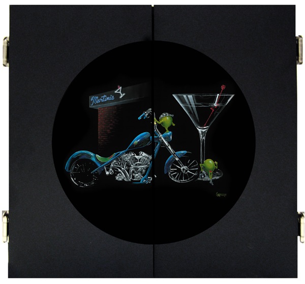 Custom Martini Dartboard Cabinet