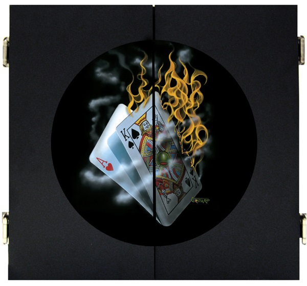 Burning Blackjack Dartboard Cabinet