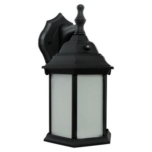 Timeless Outdoor Wall Lantern Die Cast Aluminum Powder Coated Black Frosted Glass with Built-in photocell Energy Star Qualified