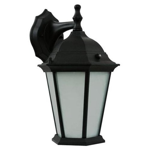Timeless Outdoor Wall Lantern Die Cast Aluminum Powder Coated Black Frosted Glass with Built-in photocell Energy Star Qualified