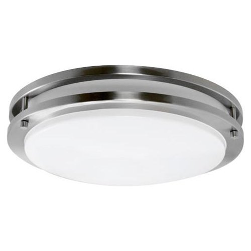 Efficient Lighting EL-825-109E26LED Contemporary Round Flushmount Brushed Nickel Finish with Acrylic Diffuser Energy Star Qualified