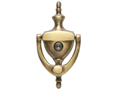 Picture of BRASS Accents A07-K6551-605 Traditional Door Knocker 6 in. with Eyeviewer Polished Brass