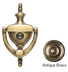 Picture of BRASS Accents A07-K6551-609 Traditional Door Knocker 6 in. with Eyeviewer Antique Brass