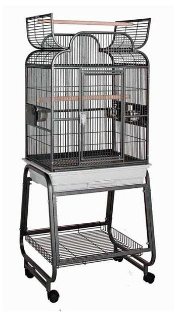 Picture of HQ 82217Cbk 22 in. x 17 in. Opening Scroll Top Cage with Cart Stand - Black
