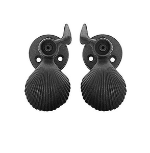 Picture of John Wright 88-201 Pair of Large Cast Iron Scallop Shell Tie Backs - Post Mounted