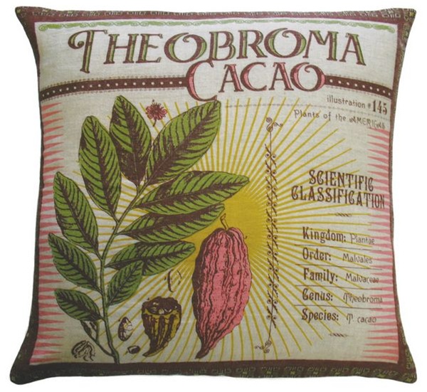 Botanica- Pillow- 20X20- Linen- Theobroma Cacao Print.