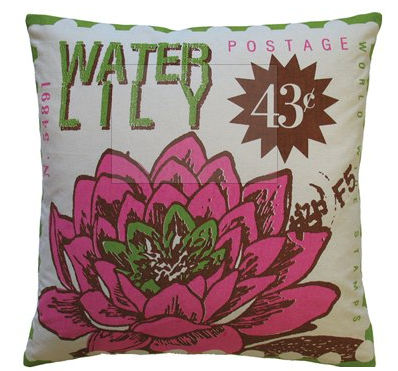 Picture of Koko Company 91689 Postage- Pillow- 20X20- Cotton- Waterlily Print.