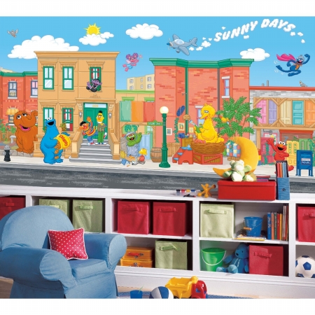 Picture of Roommates JL1213M Sesame Street Chair Rail Prepasted Mural 6 ft. x 10.5 ft.