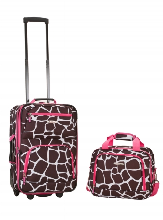 Picture of Rockland F102-Pinkgiraffe 2 Pc Pink Giraffe Luggage Set