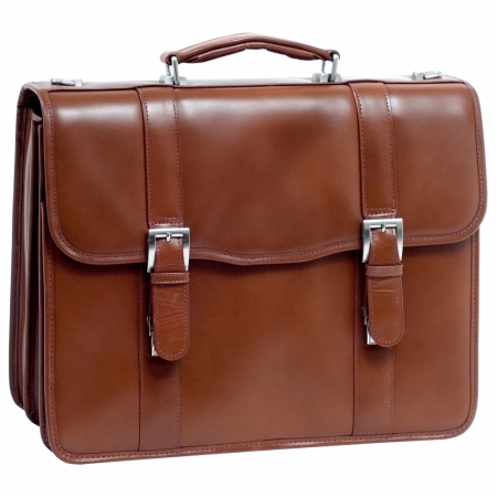 Picture of McKlein 85954 Flournoy 85954- Brown Leather Double Compartment Laptop Case