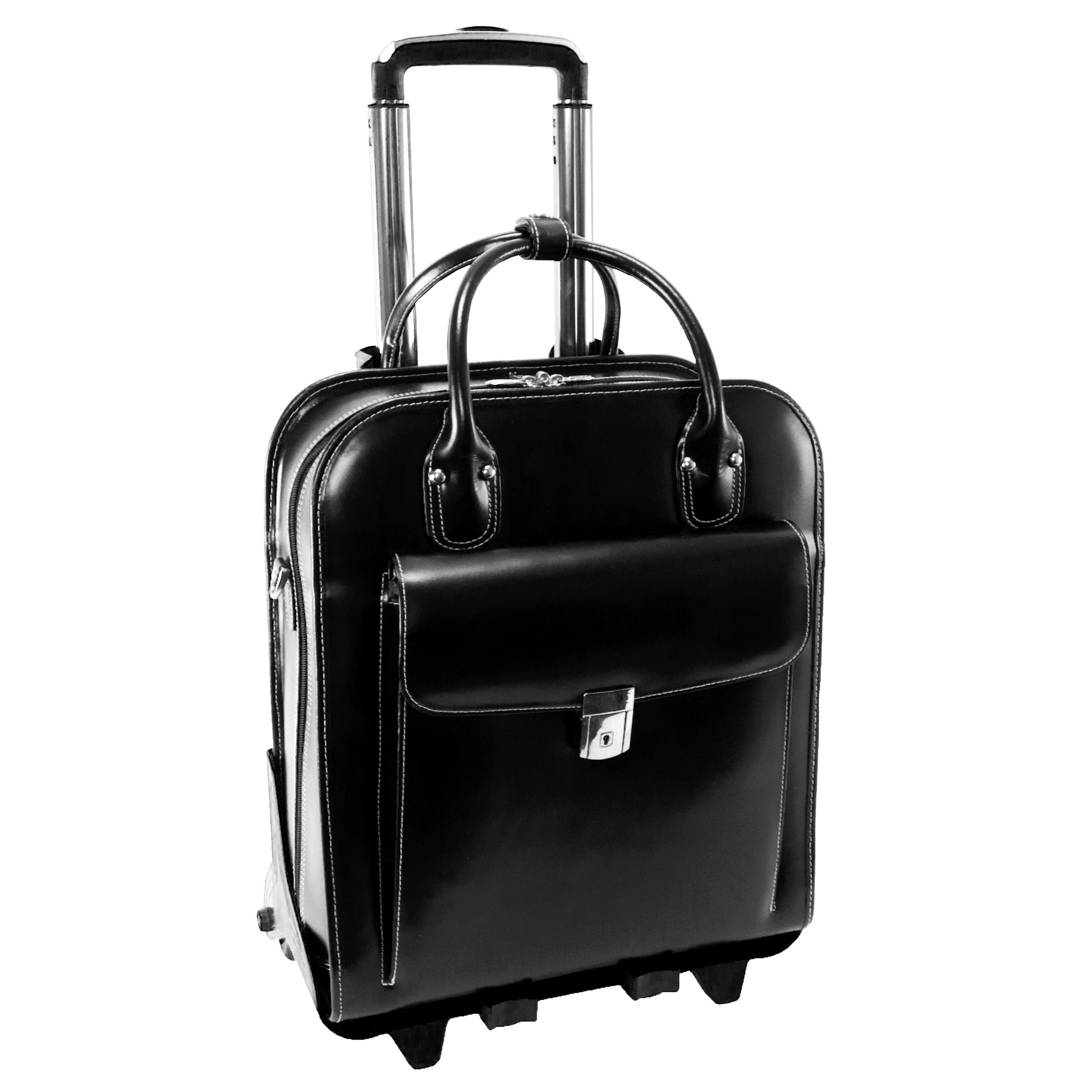 Picture of McKlein 96495 La Grange 96495- Black Leather Vertical Detachable-Wheeled Ladies Briefcase