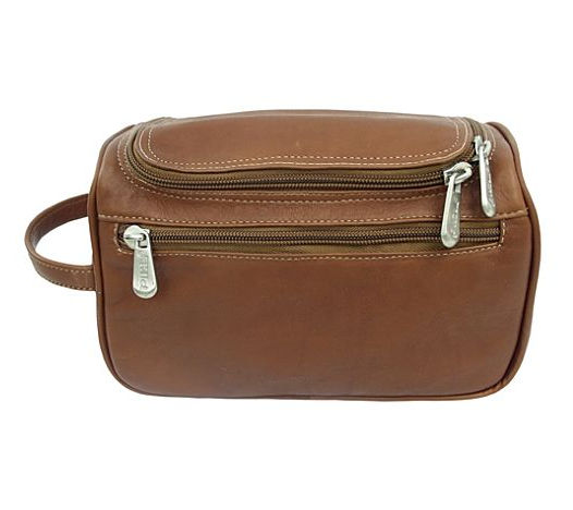 Picture of Piel Leather 9436 U-Zip Toiletry Kit - Saddle