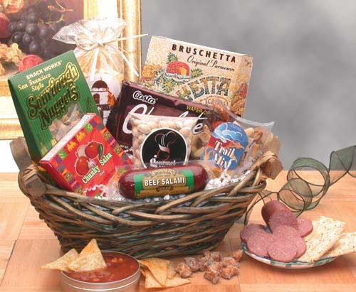 Picture of Gift Basket 851182 Classic Snack Gift Basket with Lovely Green Wicker Basket