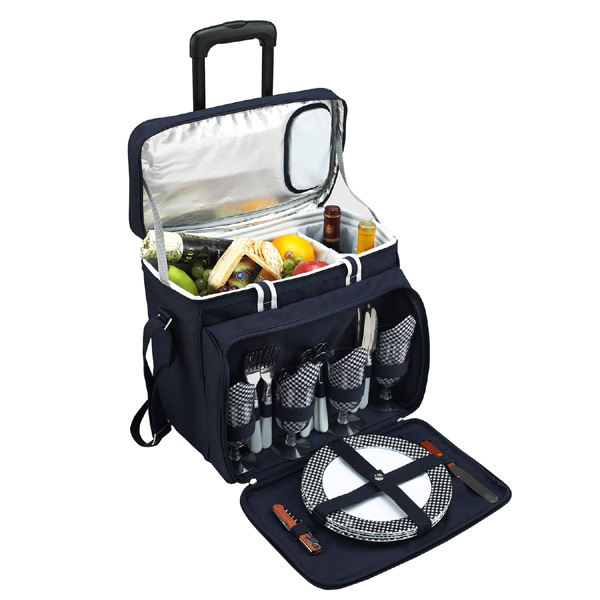 Picture of Picnic at Ascot 330-BLB Bold Picnic Cooler With Wheels For 4 - Navy-White