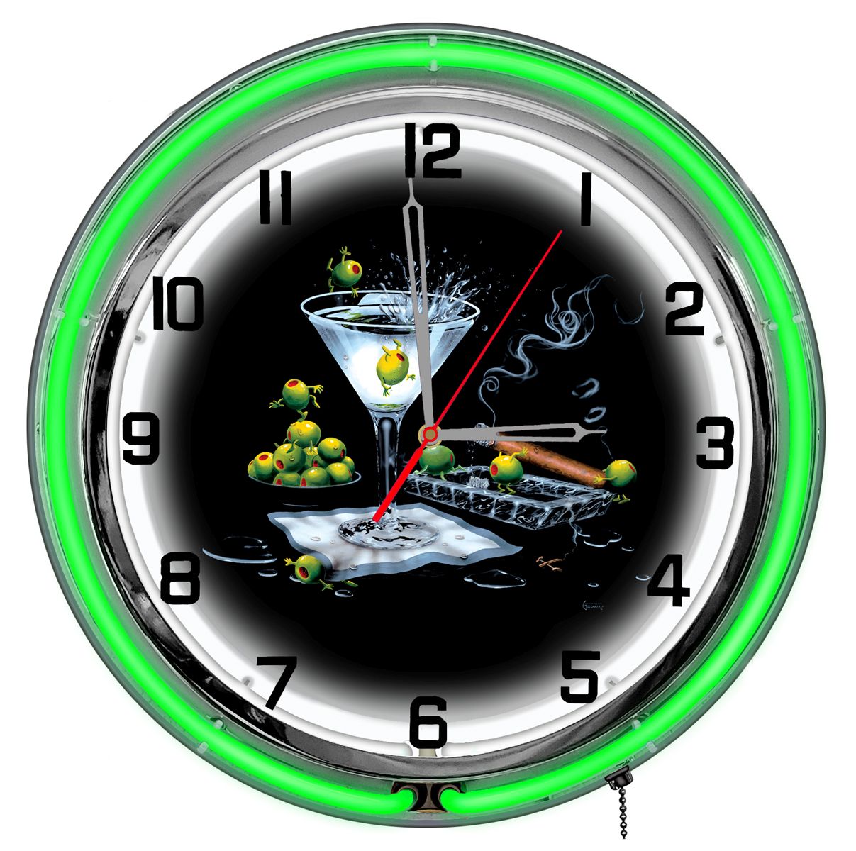 Olive Party II 18 inch. Neon Clock