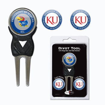 21745 Kansas Jayhawks Divot Tool Pack with Signature tool