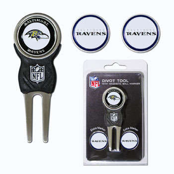 Picture of Team Golf 30245 Baltimore Ravens Divot Tool Pack with Signature tool